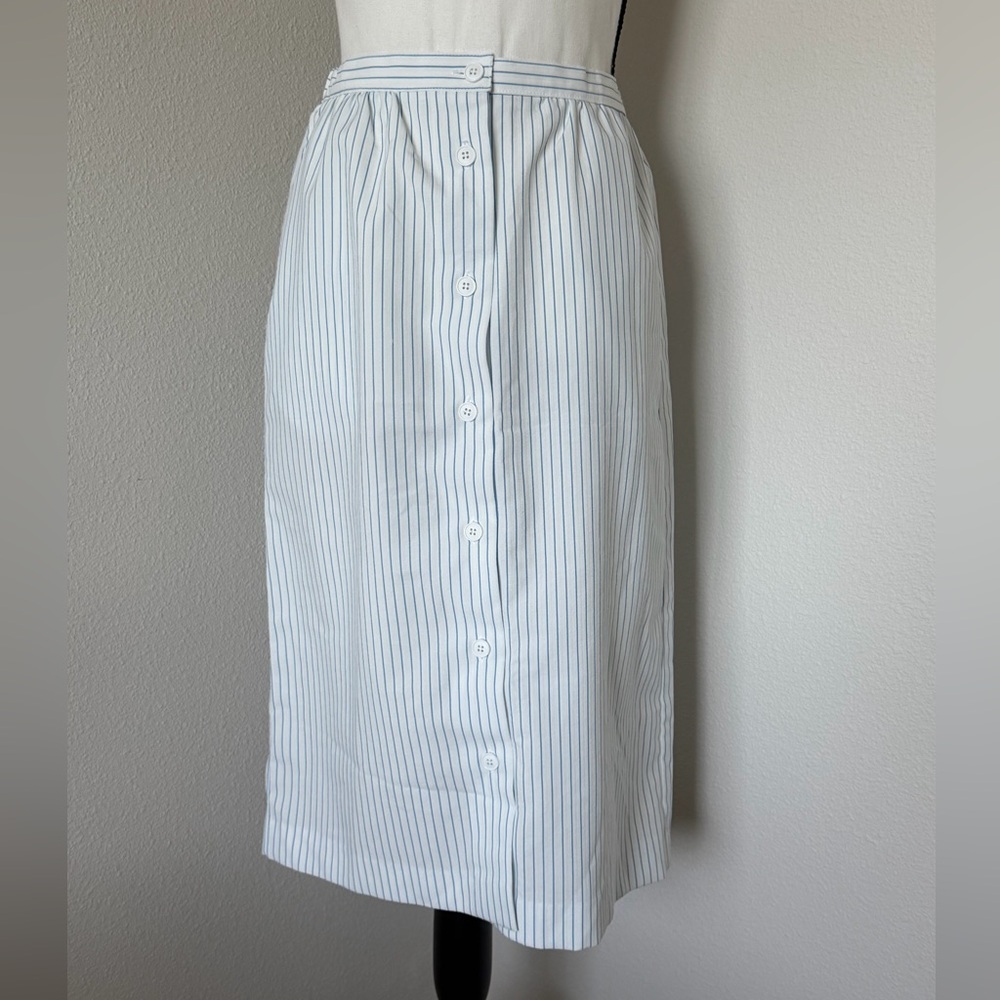 Vintage Blue and White Striped Midi Skirt